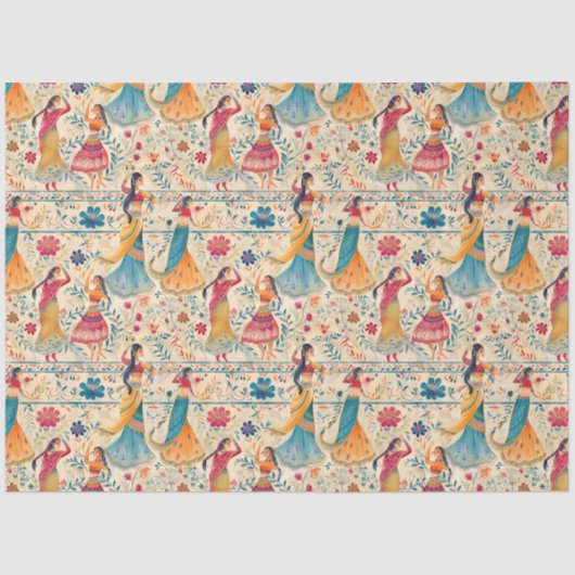 Abstracte Bollywood dansers Tissuepapier (Voorkant)