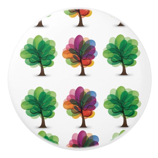 Abstracte bomen Ceramic Knob. Keramische Knop (Voorkant)