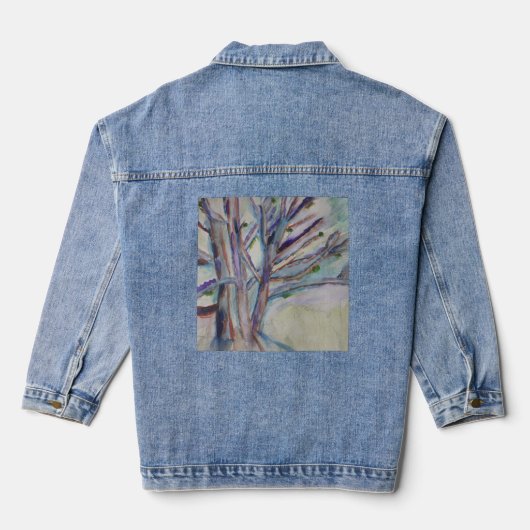 Abstracte bomen denim jacket (Achterkant)