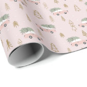 Abstracte Bomen en Auto's en Kerstbomen Kerstmis Cadeaupapier (Rol Hoek)