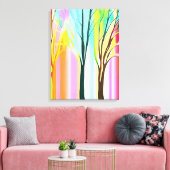Abstracte Bomen in Veelkleurige Pastels Canvas Afdruk (Insitu (Woonkamer))