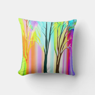 Abstracte Bomen in Veelkleurige Pastels Kussen