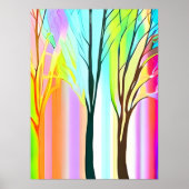 Abstracte Bomen in Veelkleurige Pastels Poster (Voorkant)