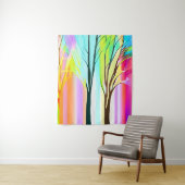 Abstracte Bomen in Veelkleurige Pastels Wandkleed (In situ)