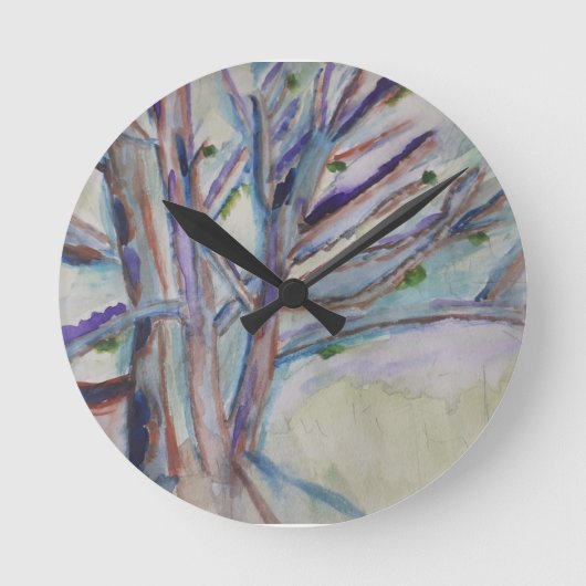 Abstracte bomen ronde klok (Voorkant)