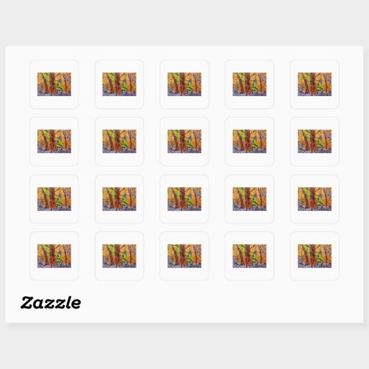 Abstracte bomen vierkante sticker (Vel)