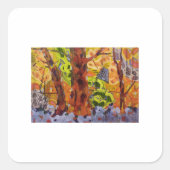 Abstracte bomen vierkante sticker (Voorkant)