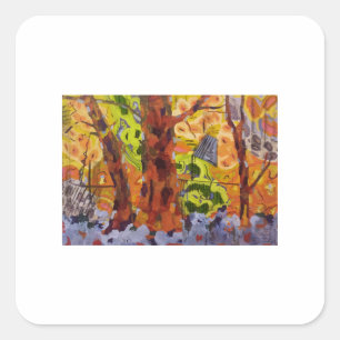 Abstracte bomen vierkante sticker