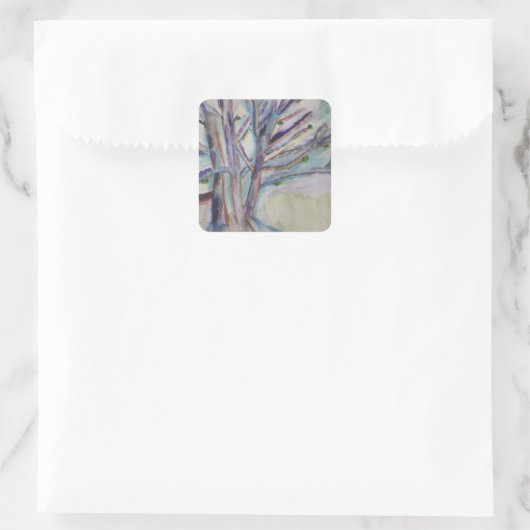 Abstracte bomen vierkante sticker (Tas)