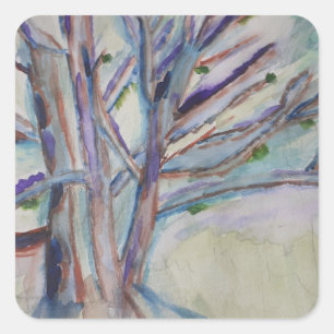 Abstracte bomen vierkante sticker
