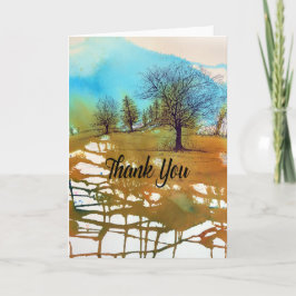 Abstracte bomen, Waterverf Ink Bedankkaart