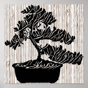 Abstracte Bonsai Tree Silhouette Originele Kunst Poster
