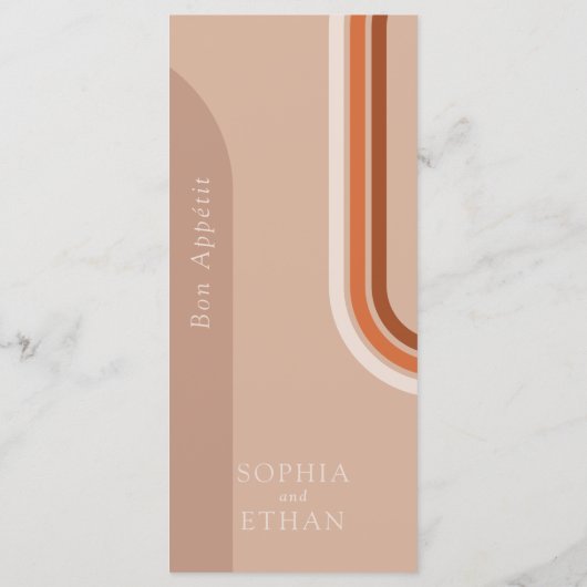 Abstracte boog beige menukaarten, Terracotta, Roes Menu (Achterkant)