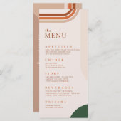 Abstracte boog beige menukaarten, Terracotta, Roes Menu (Voorkant / Achterkant)