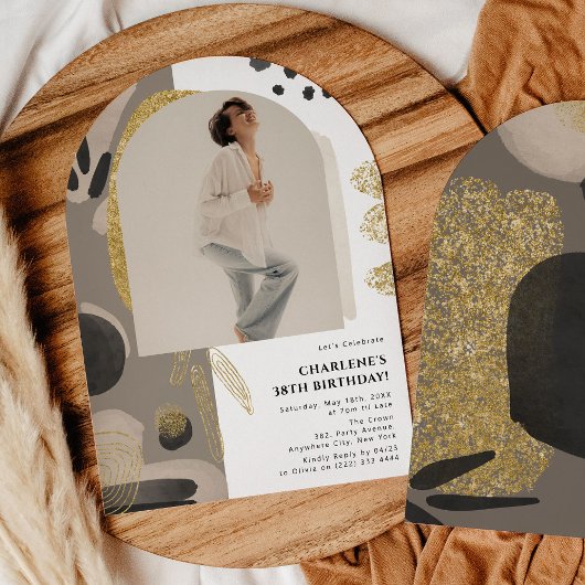 Abstracte boogfoto verjaardag elke leeftijd kaart