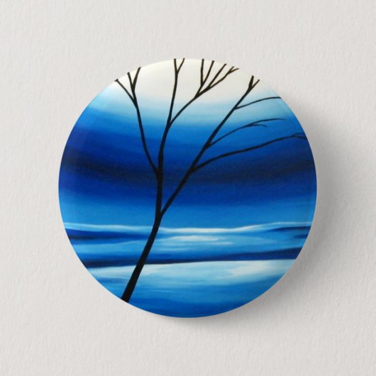 Abstracte boom blauwe lucht ronde button 5,7 cm (Voorkant)