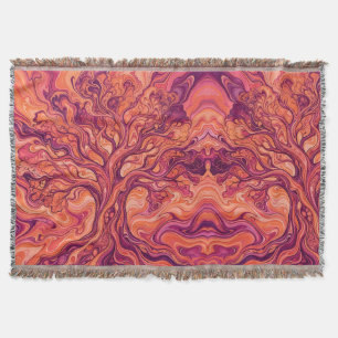 Abstracte Boom Des Levens Zonsondergang Oranje Dek Deken