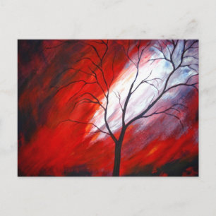 Abstracte boom en rode hemel briefkaart