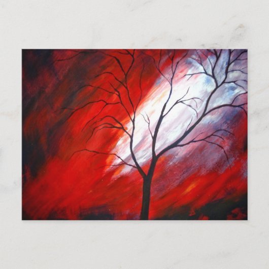 Abstracte boom en rode hemel briefkaart (Voorkant)