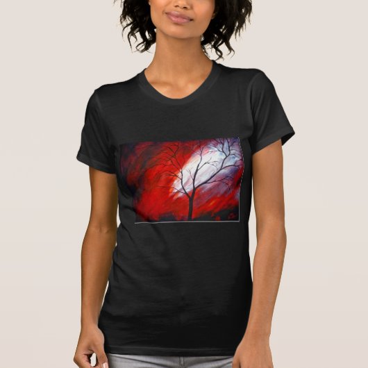 Abstracte boom en rode hemel t-shirt (Voorkant)