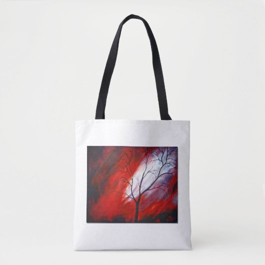 Abstracte boom en rode hemel tote bag (Voorkant)