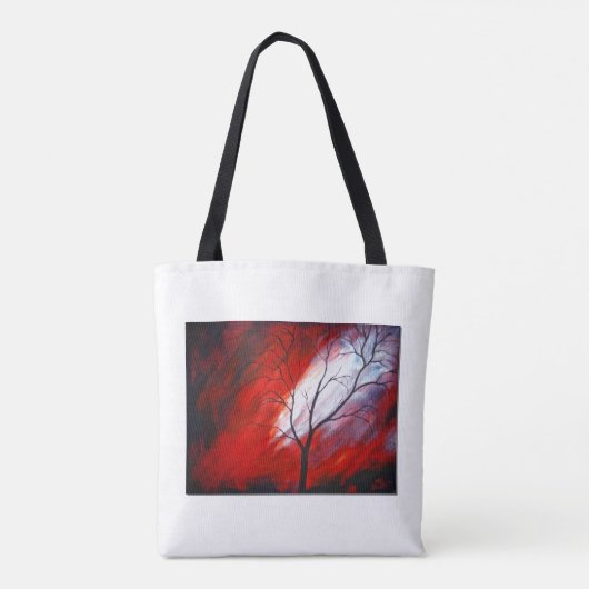 Abstracte boom en rode hemel tote bag (Achterkant)