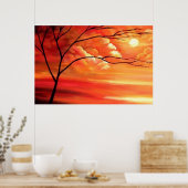 Abstracte boom en zon - Creatieve moderne kunst Poster (Keuken)