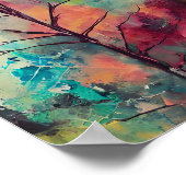 Abstracte boom in gedempte tonen poster (Hoek)