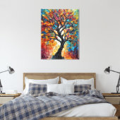Abstracte boom met kleurrijke bladeren canvas afdruk (Insitu (Slaapkamer))