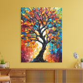 Abstracte boom met kleurrijke bladeren canvas afdruk (Insitu (Woonkamer))