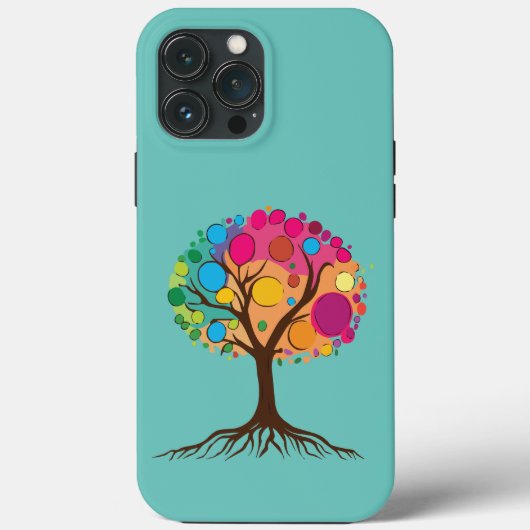 Abstracte boom met wortels en kleurrijke bladeren. Case-Mate iPhone case (Achterkant)
