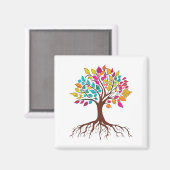 Abstracte boom met wortels en kleurrijke bladeren. magneet (Voorkant / Achterkant)