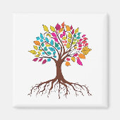 Abstracte boom met wortels en kleurrijke bladeren. magneet (Voorkant)
