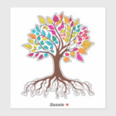 Abstracte boom met wortels en kleurrijke bladeren. sticker (Vel)