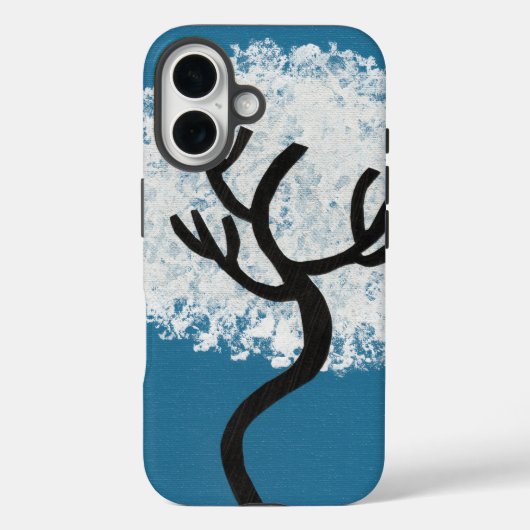 Abstracte boom op blauwe achtergrond Case-Mate iPhone case (Achterkant)