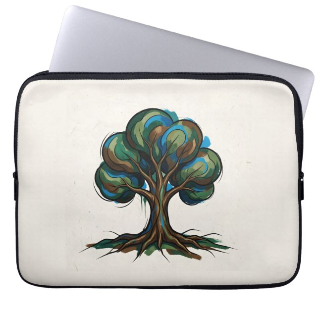 Abstracte boom speelse kunst laptop sleeve (Voorkant)