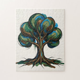 Abstracte boom speelse kunst legpuzzel