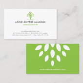 Abstracte boombladeren Motief in Groen/Wit Visitekaartje (Voorkant / Achterkant)