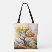 Abstracte boomkleuren tote bag (Achterkant)