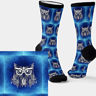 Abstracte boomkor op blauw sokken