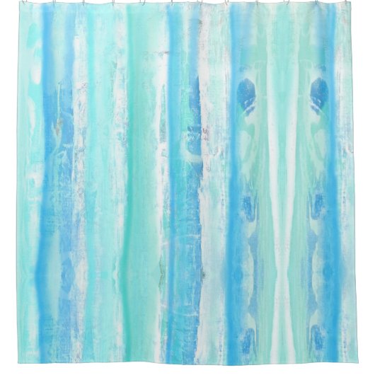 Abstracte boomstammen in blauw en Aqua Blends Douchegordijn (Voorkant)