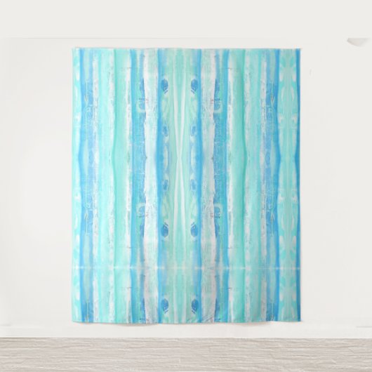Abstracte boomstammen in pastelaqua en blauw wandkleed (Voorkant)