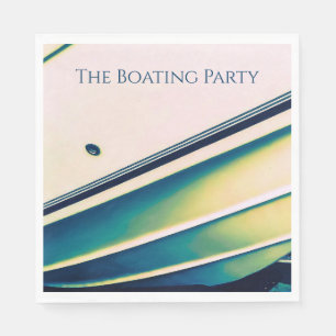 Abstracte boot in blauwe papieren servet