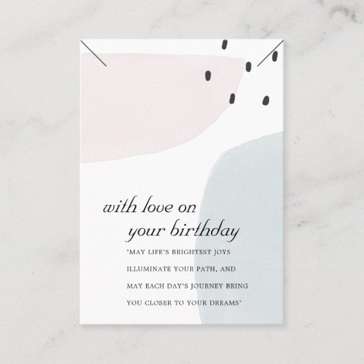 ABSTRACTE BORSTEL VERJAARDAG CADEAU KETTING DISPLA PLAATSKAARTJE (Voorkant)