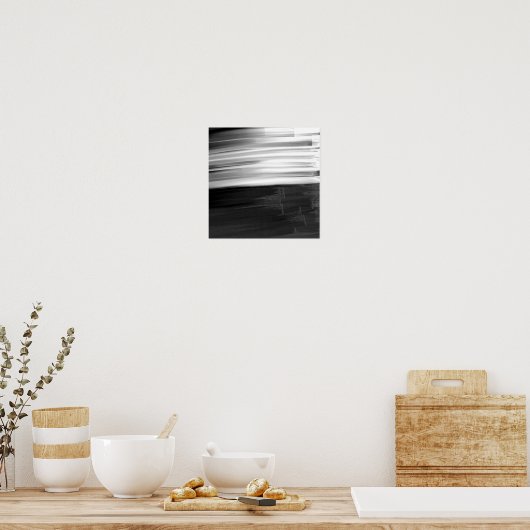 Abstracte borstels met zwarte witte waterverf poster (Keuken)