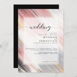 Abstracte borstelslag Blush Gouden houtskool Kaart