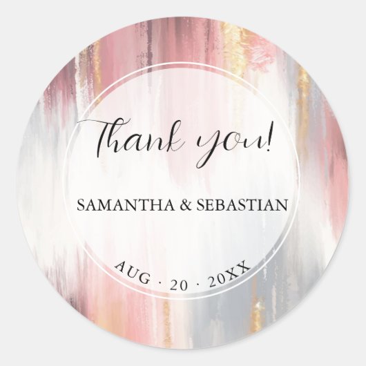 Abstracte borstelslag Blush Gouden houtskool Ronde Sticker (Voorkant)