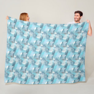 abstracte borstelslagen blauwgroen patroon. fleece deken