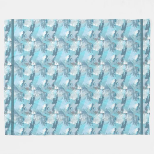 abstracte borstelslagen blauwgroen patroon. fleece deken (Voorkant (Horizontaal))