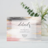 Abstracte borstelstreken Blush Gouden Houtskool Informatiekaartje (Staand voorkant)